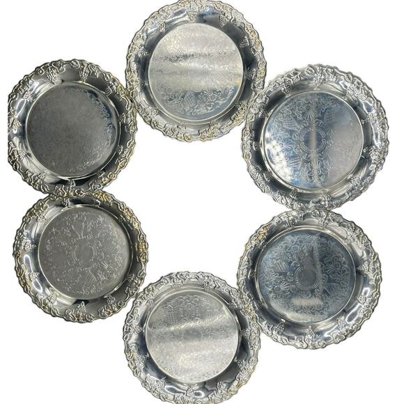 Vintage Crea Design Milano Silver Plated Set of 6 Coasters 3 3/4” - Picture 5 of 6